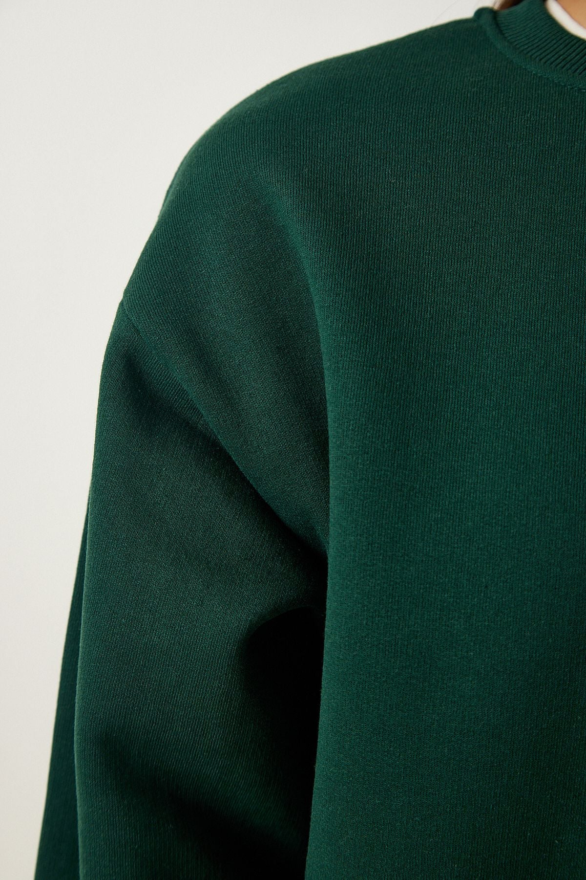 Zümrüt Yeşili Şardonlu Basic Sweatshirt OW00001