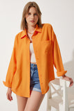 Oranj Oversize Keten Ayrobin Gömlek DD01222