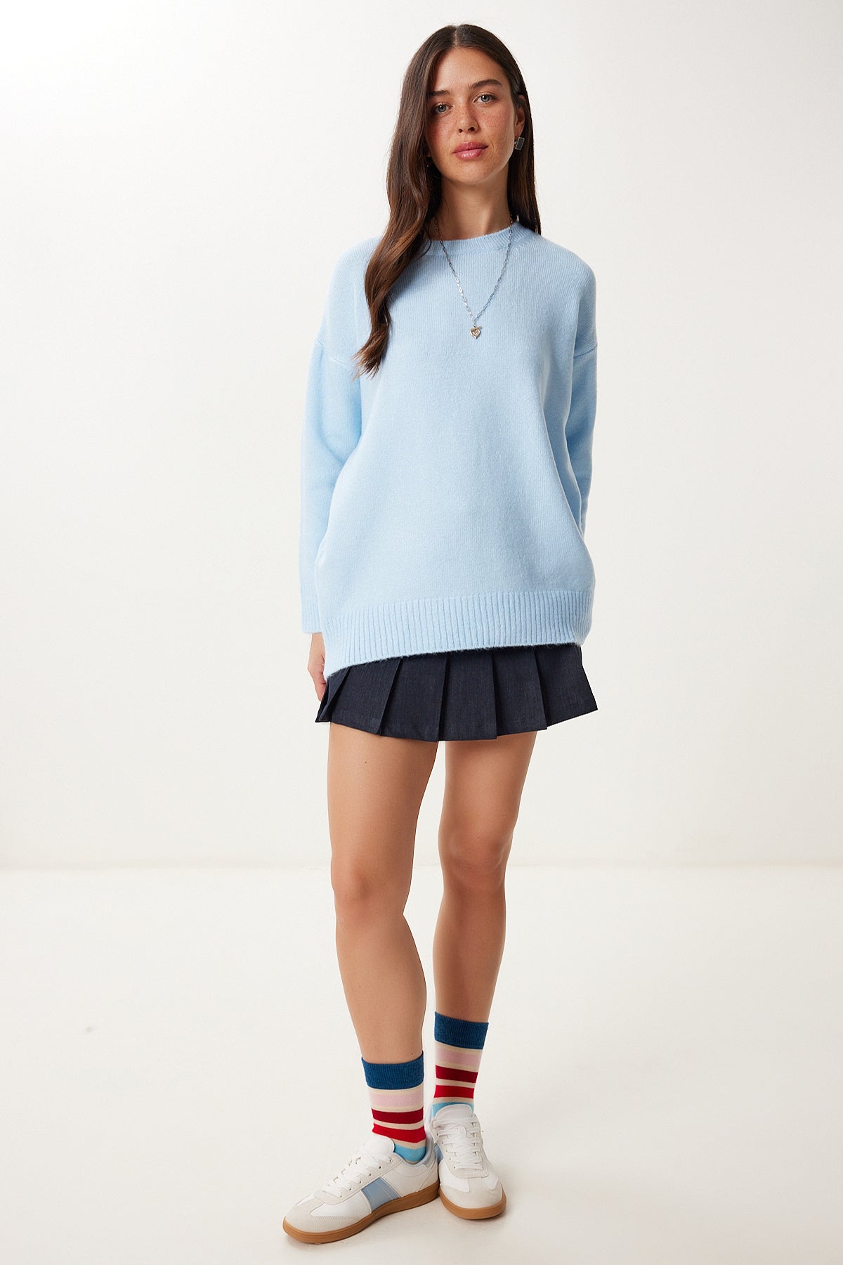 Gök Mavi Oversize Triko Kazak PN00054