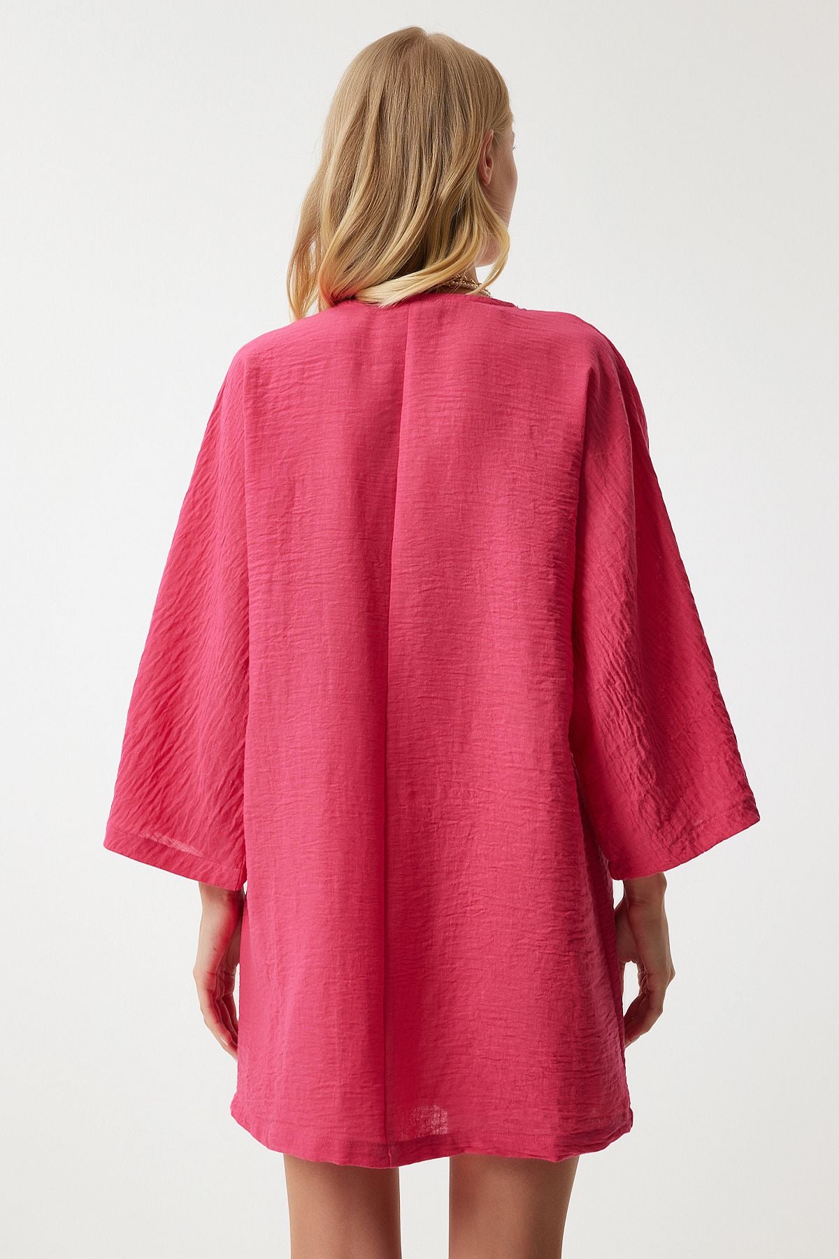 Pembe Yazlık Ayrobin Kimono Şort Takım WF00074
