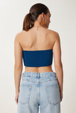 Lacivert Tüy Detaylı Esnek Crop Büstiyer NS00428