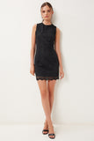 Siyah Dantelli Mini Dokuma Elbise FN03464