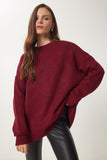 Bordo Yumuşak Dokulu Triko Kazak MX00240