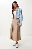 Bej Cepli Gabardin Kloş Etek GP00026