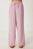 Şeker Pembe Geniş Paça Keten Pantolon DP00261
