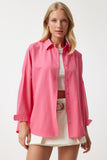 Pembe Oversize Uzun Basic Gömlek MX00167