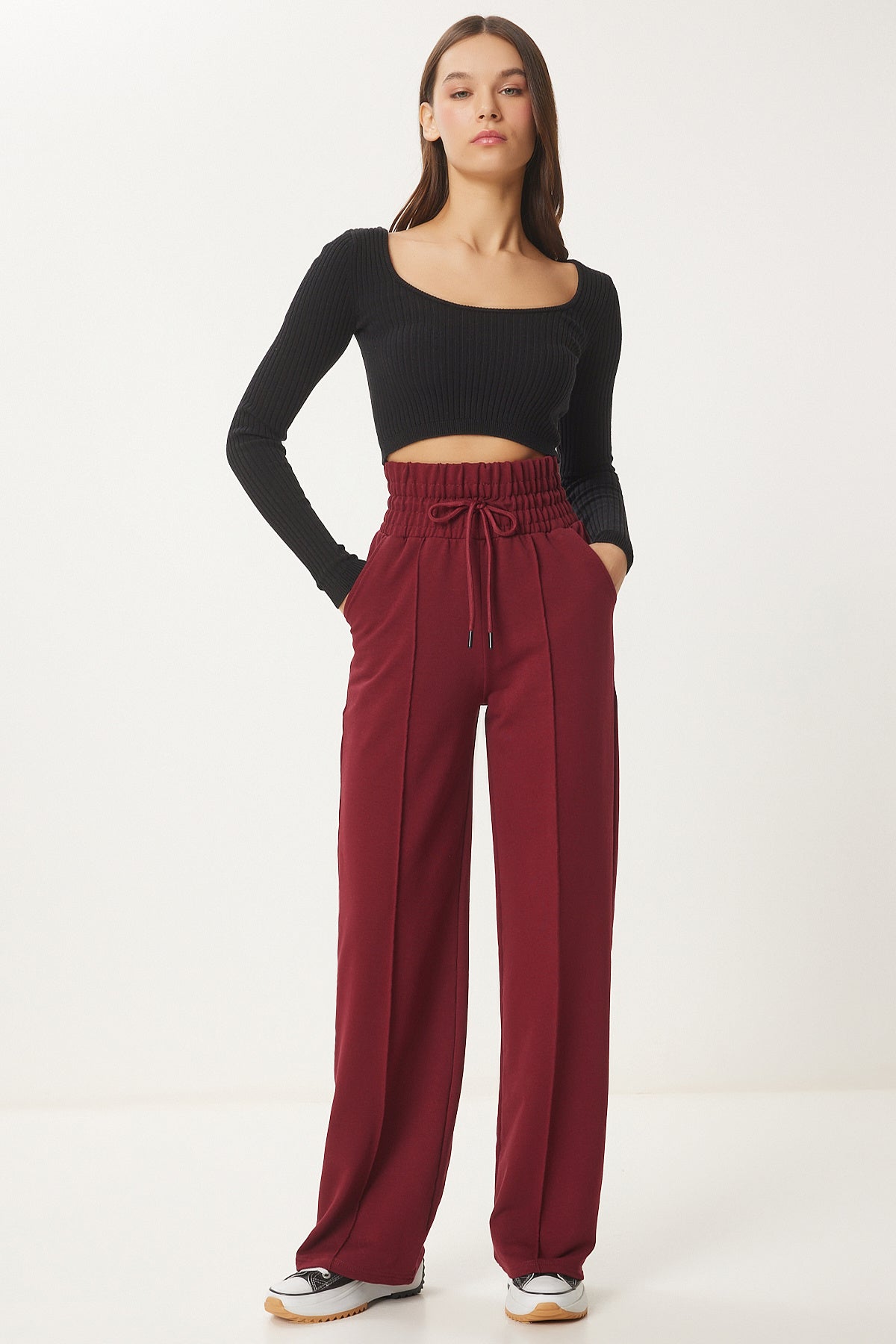 Bordo Cepli Basic Örme Eşofman Altı  XR00018