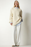 Latte Şardonlu Oversize Örme Sweatshirt NJ00131