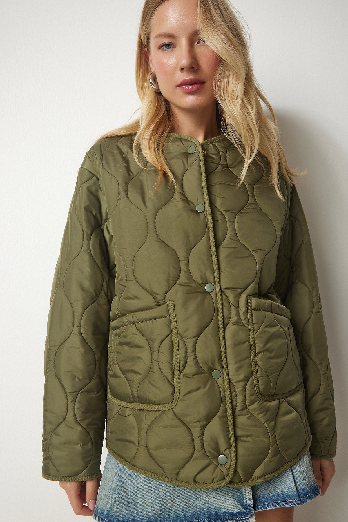 Haki Cepli Oversize Kapitone Mont DZ00098