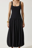 Siyah Balon Midi Elbise UB00276