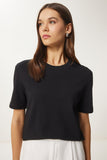 Siyah Pamuklu Basic Örme T-Shirt AG00001