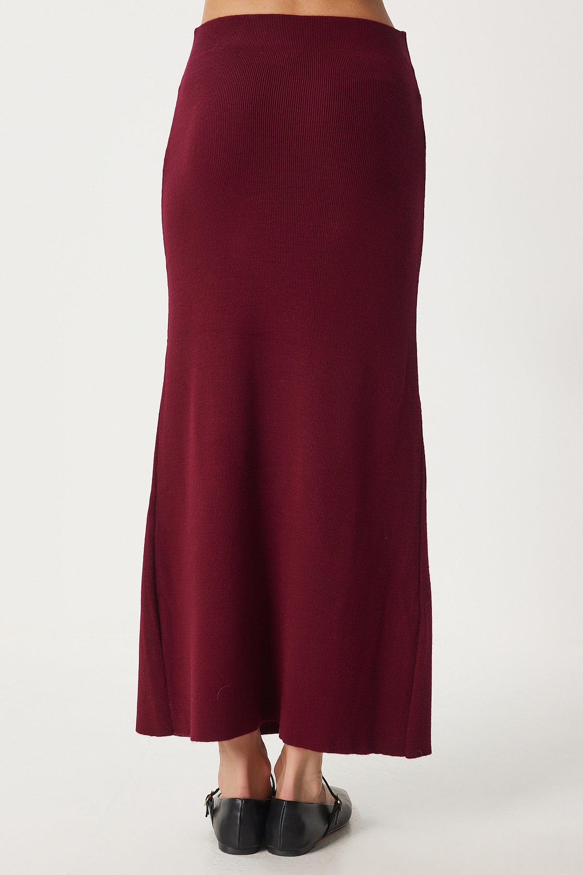 Bordo Polo Yaka Triko Hırka Etek Takım PF00090