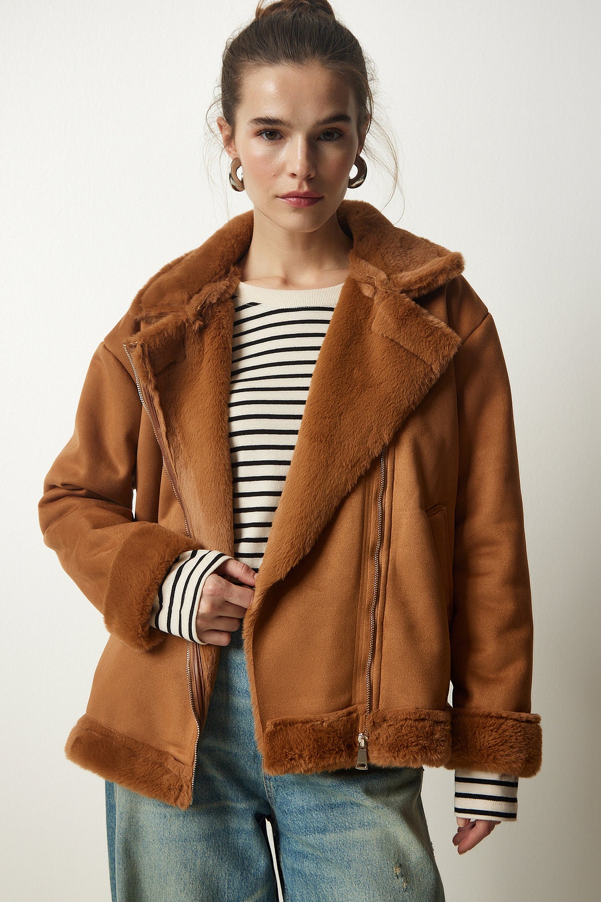 Taba Kürklü Nubuk Mont RV00155