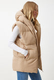 Krem Kapüşonlu Oversize Şişme Yelek MK00176