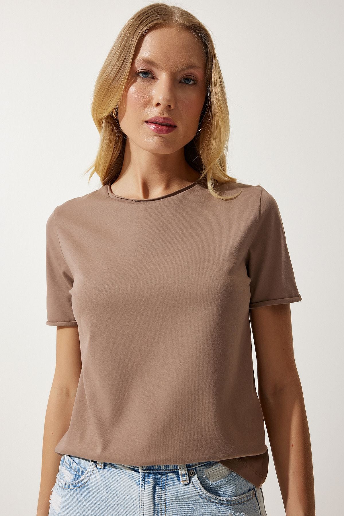 Vizon Bisiklet Yaka Basic Örme T-Shirt UB00229