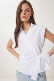 Beyaz Gömlek Yaka Anvelop Poplin Bluz HF00467