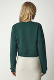 Zümrüt Yeşili Şardonlu Crop Sweatshirt UB00178