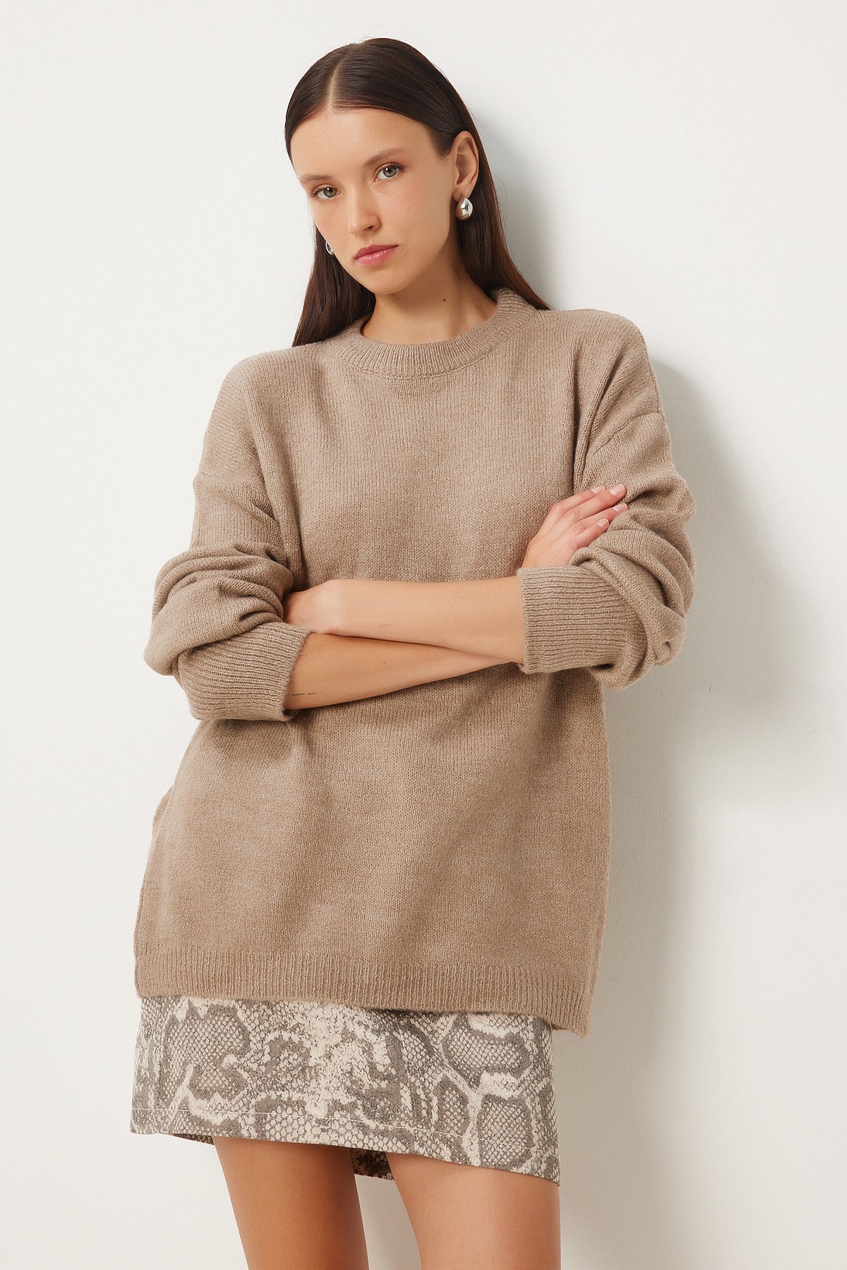 Vizon Oversize Yumuşak Triko Kazak  FN03336