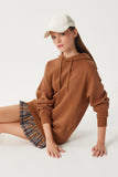 Kahverengi Kapüşonlu Şardonlu Oversize Sweatshirt VN00017