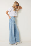 Mavi Yüksek Bel Geniş Paça Jeans UT00028