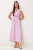 Pembe Anvelop Yaka Midi Dokuma Elbise BV00159