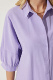 Lila Balon Kollu Poplin Gömlek DD01308
