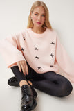 Pudra Fiyonk Detaylı Oversize Triko Kazak KB00042