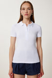Beyaz Polo Yaka Örme T-Shirt FK00039