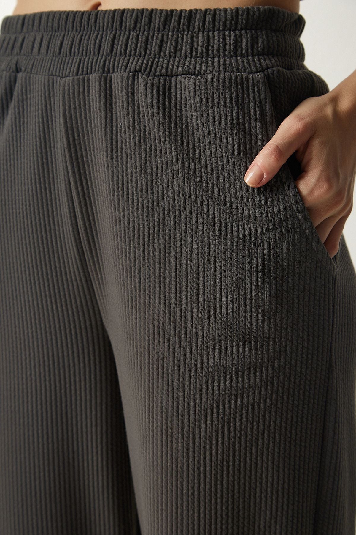 Füme Fitilli Örme Pantolon EW00005