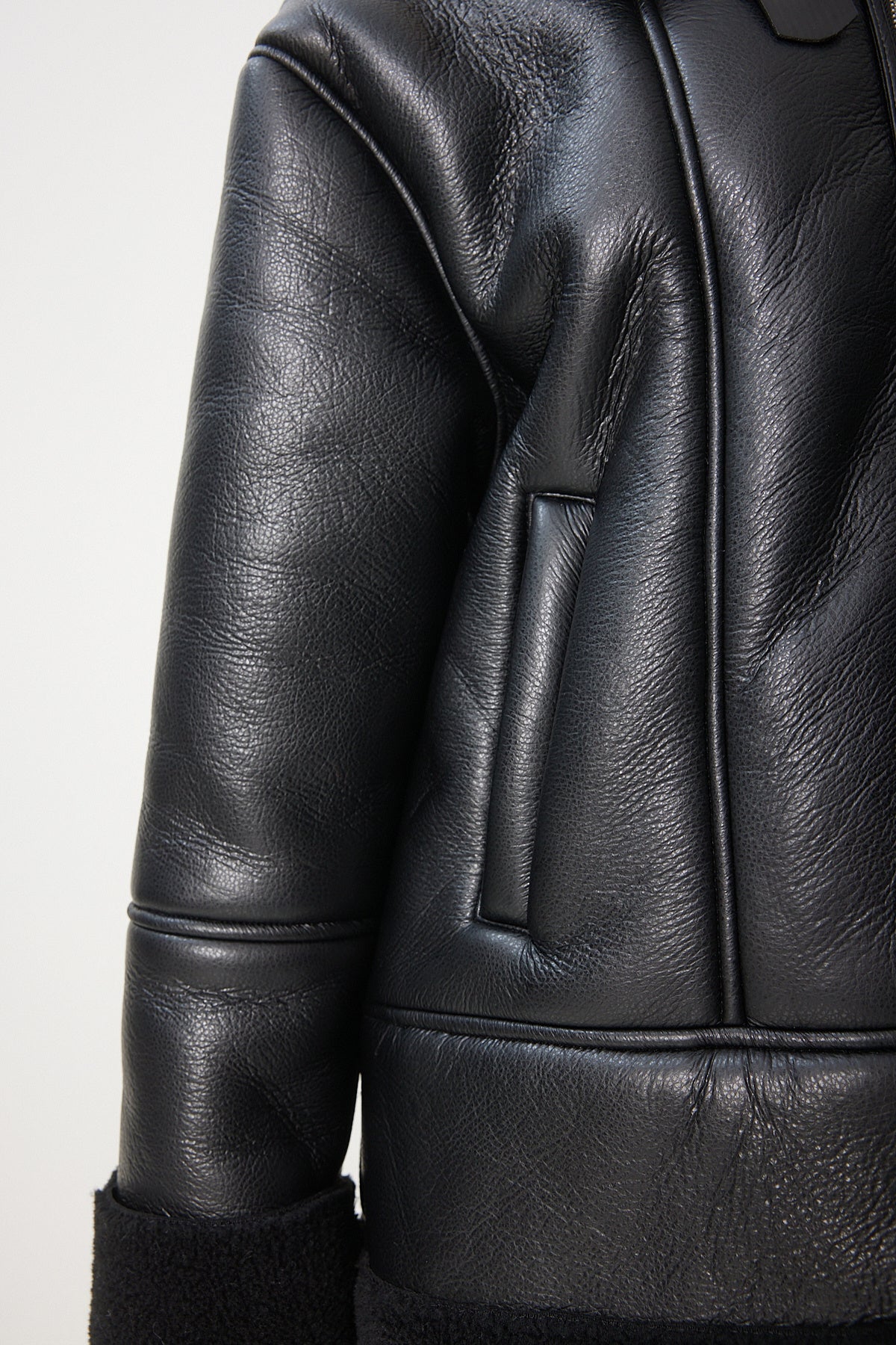 Siyah İçi Suni Kürklü Suni Deri Biker Ceket RV00202