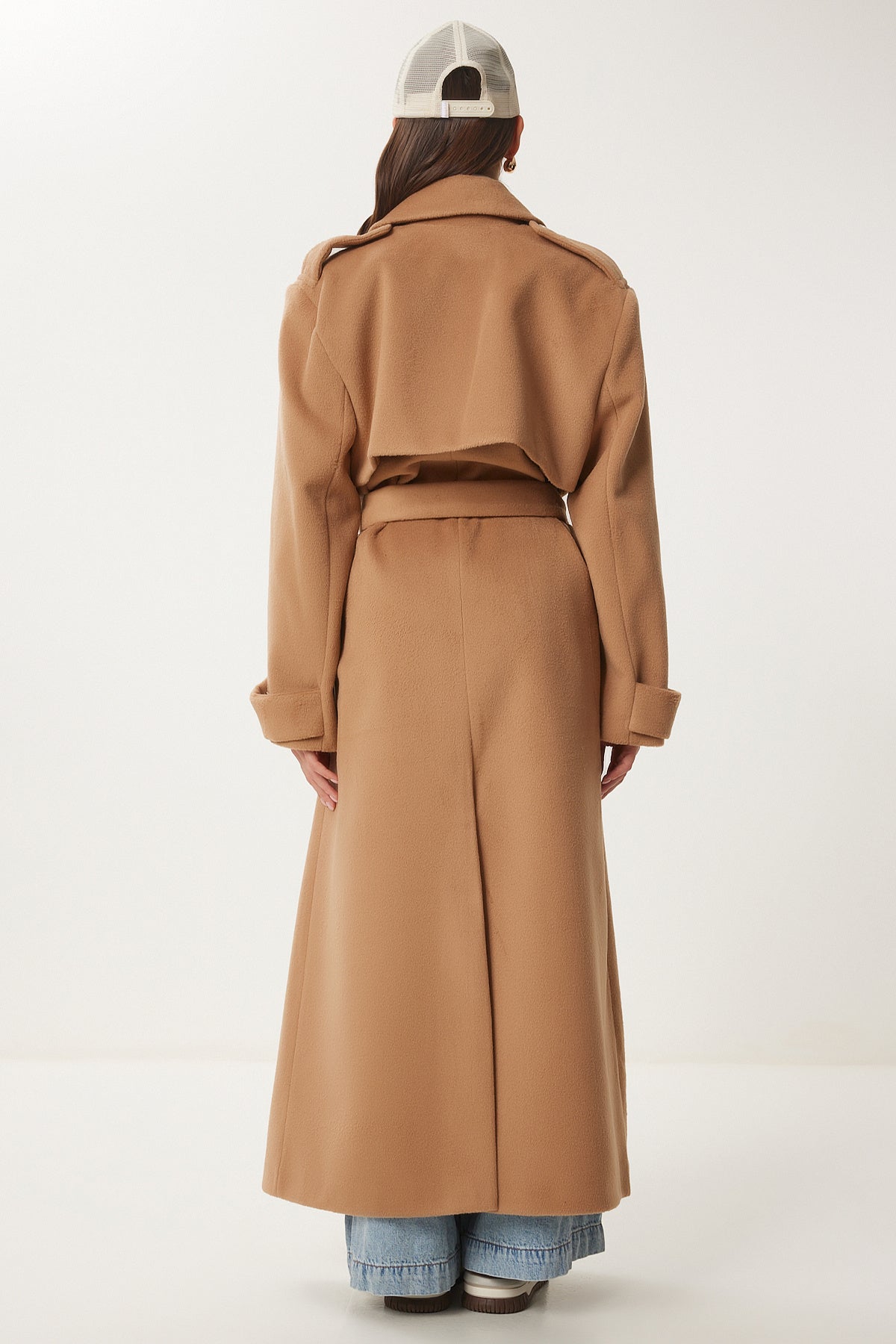 Bisküvi Premium Oversize Kaşe Kaban FN03441