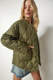 Haki Cepli Oversize Kapitone Mont DZ00098