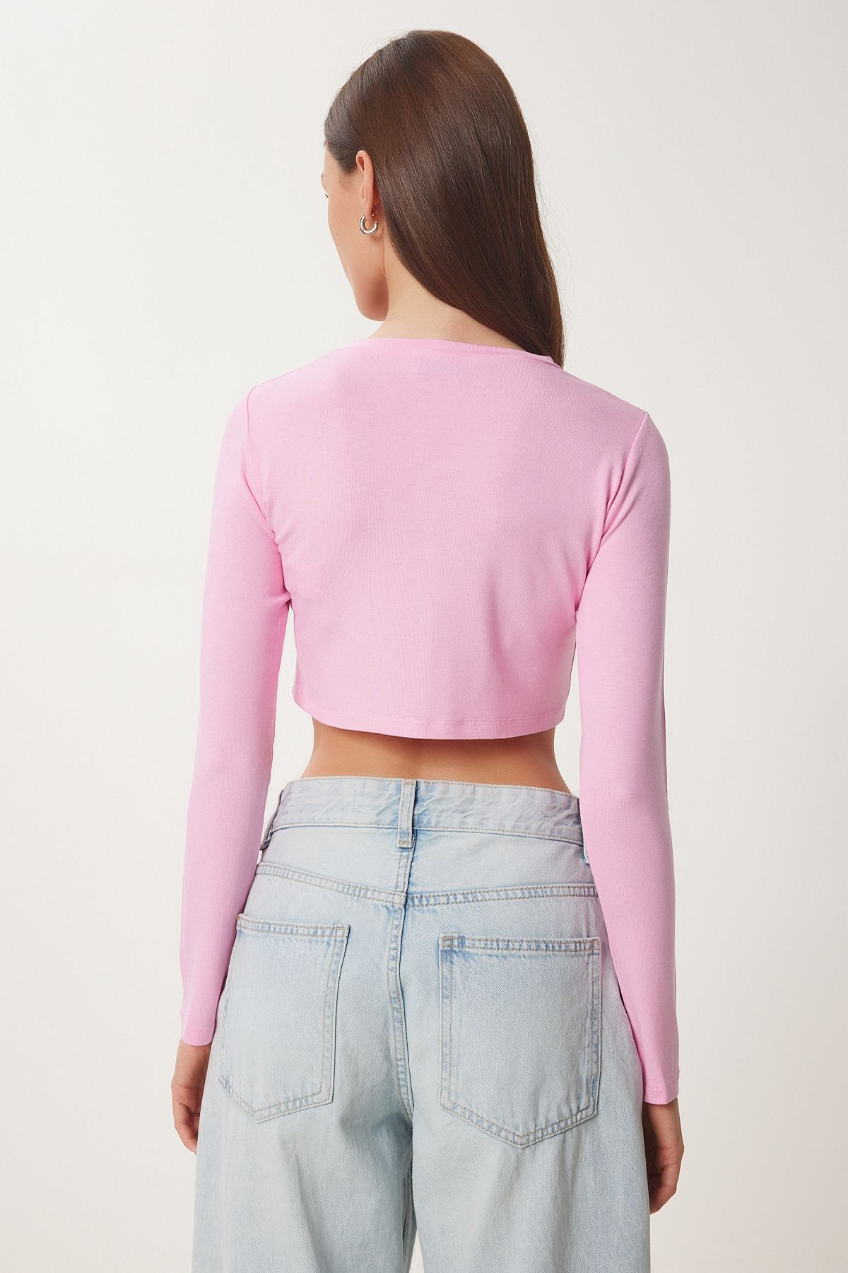 Pembe Çilek Örme Crop Bolero Hırka UB00384