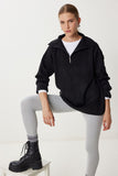 Siyah Fermuarlı Oversize Triko Kazak YY00263