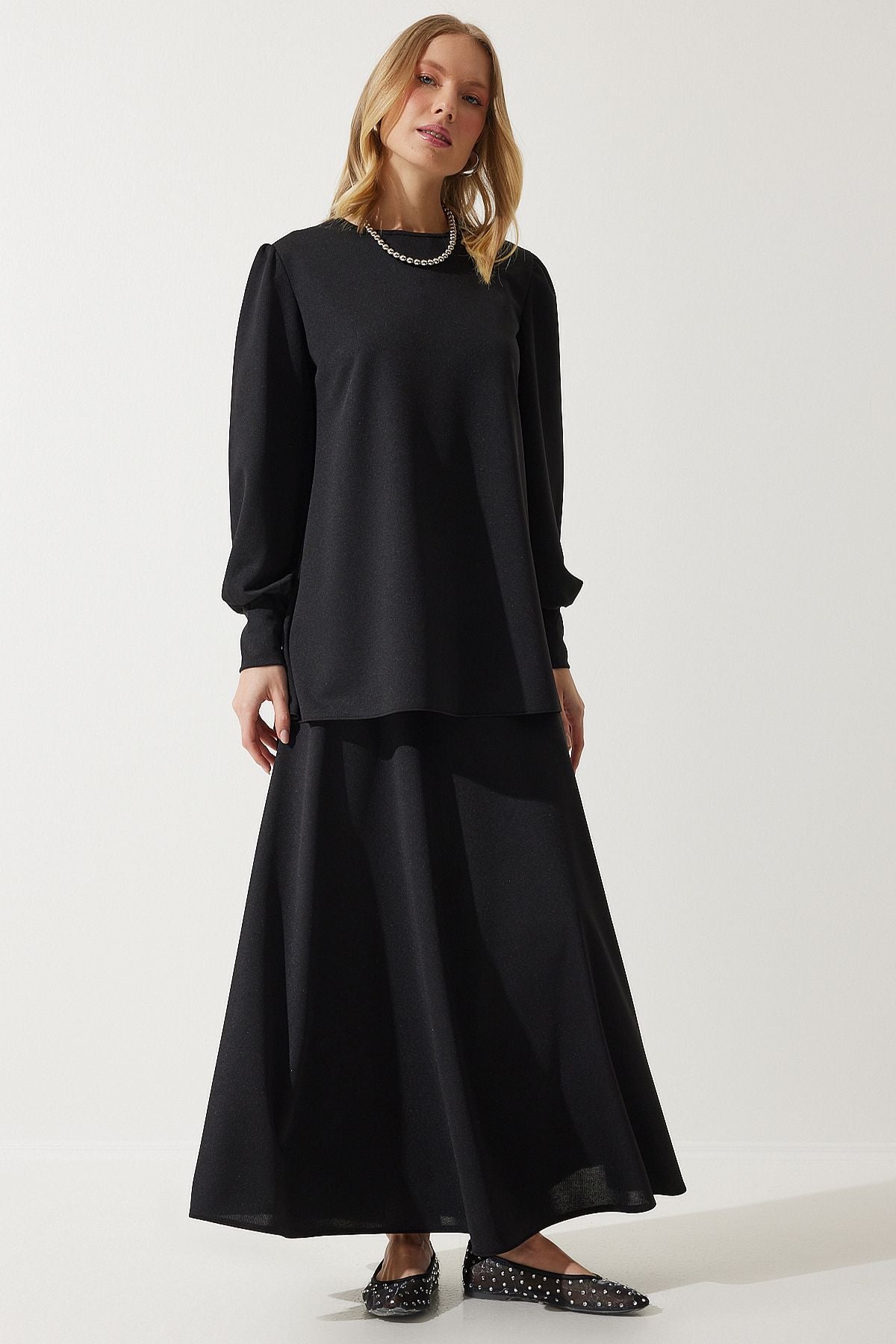 Siyah Tunik Etek Örme Takım DD01317