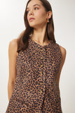 Camel Siyah Leopar Desenli Nubuk Yelek FN03444