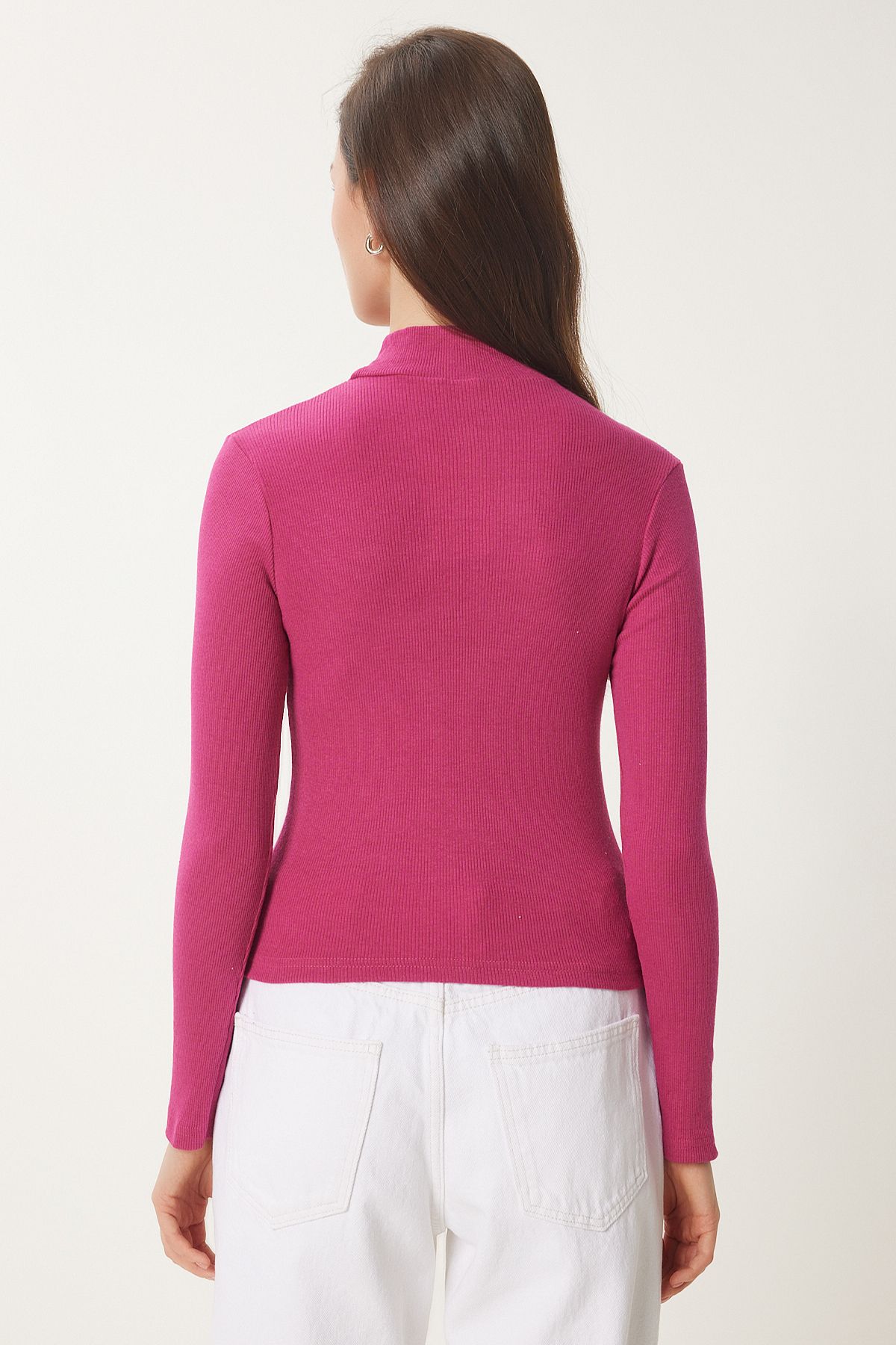 Açık Mürdüm Cut Out Detaylı Fitilli Örme Bluz GT00065