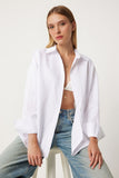 Beyaz Oversize Basic Gömlek  FN03247