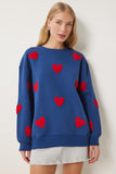 Lacivert Kalpli Dokulu Şardonlu Örme Sweatshirt MP00030