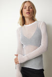 Beyaz Transparan Triko Bluz YY00177