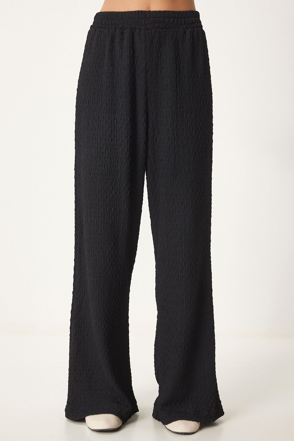Siyah Dokulu Örme Kimono Pantolon Takım RG00046