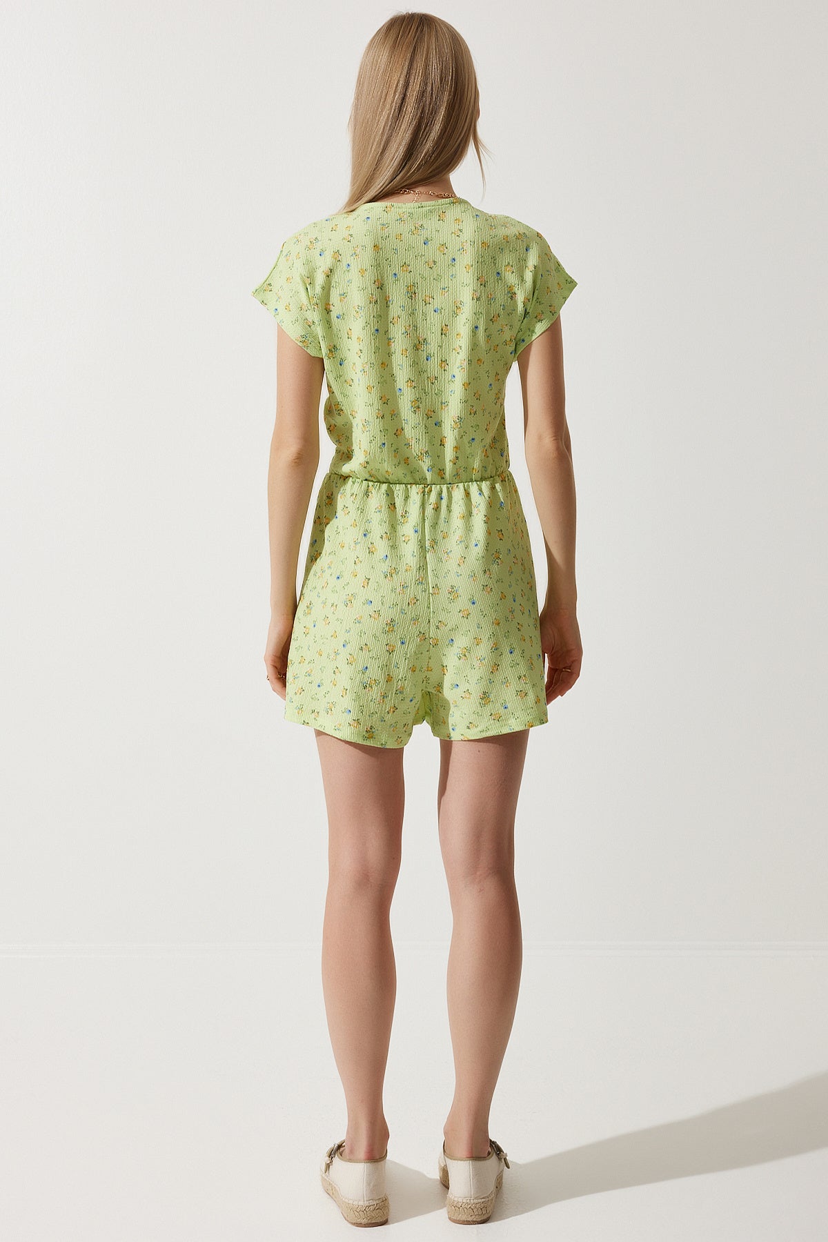 Açık Yeşil Çiçekli Mini Örme Tulum UB00282