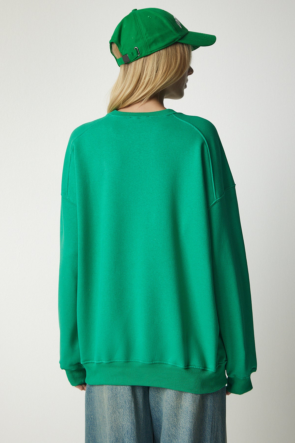 Yeşil Şardonlu Oversize Sweatshirt MC00232