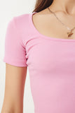 Pembe Basic Crop Örme Bluz FW00007