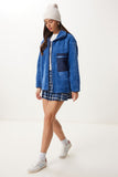 İndigo Mavi Fermuarlı Oversize Peluş Sweatshirt DD01379