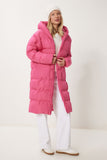 Pembe Kapüşonlu Oversize Uzun Şişme Kaban NT00428