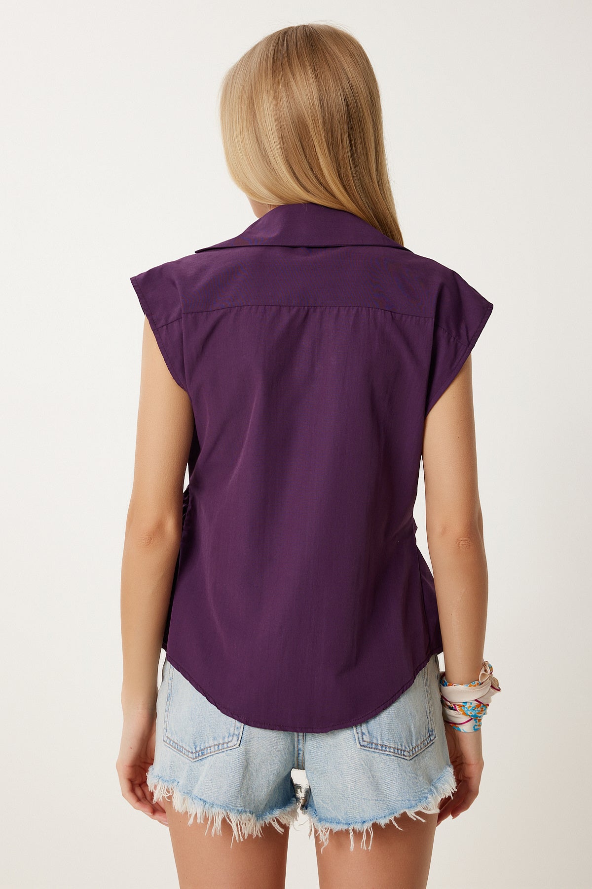 Mürdüm Gömlek Yaka Anvelop Poplin Bluz HF00467