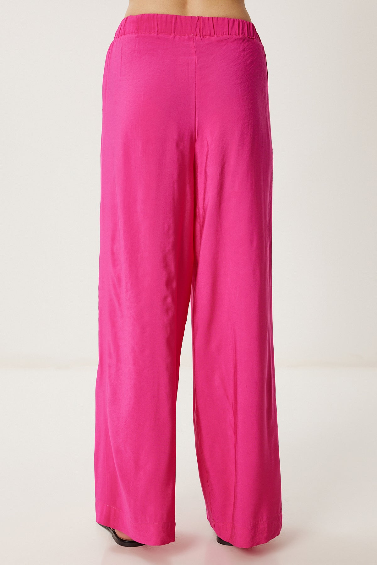Koyu Pembe Geniş Paça Rahat Yazlık Pantolon WF00117