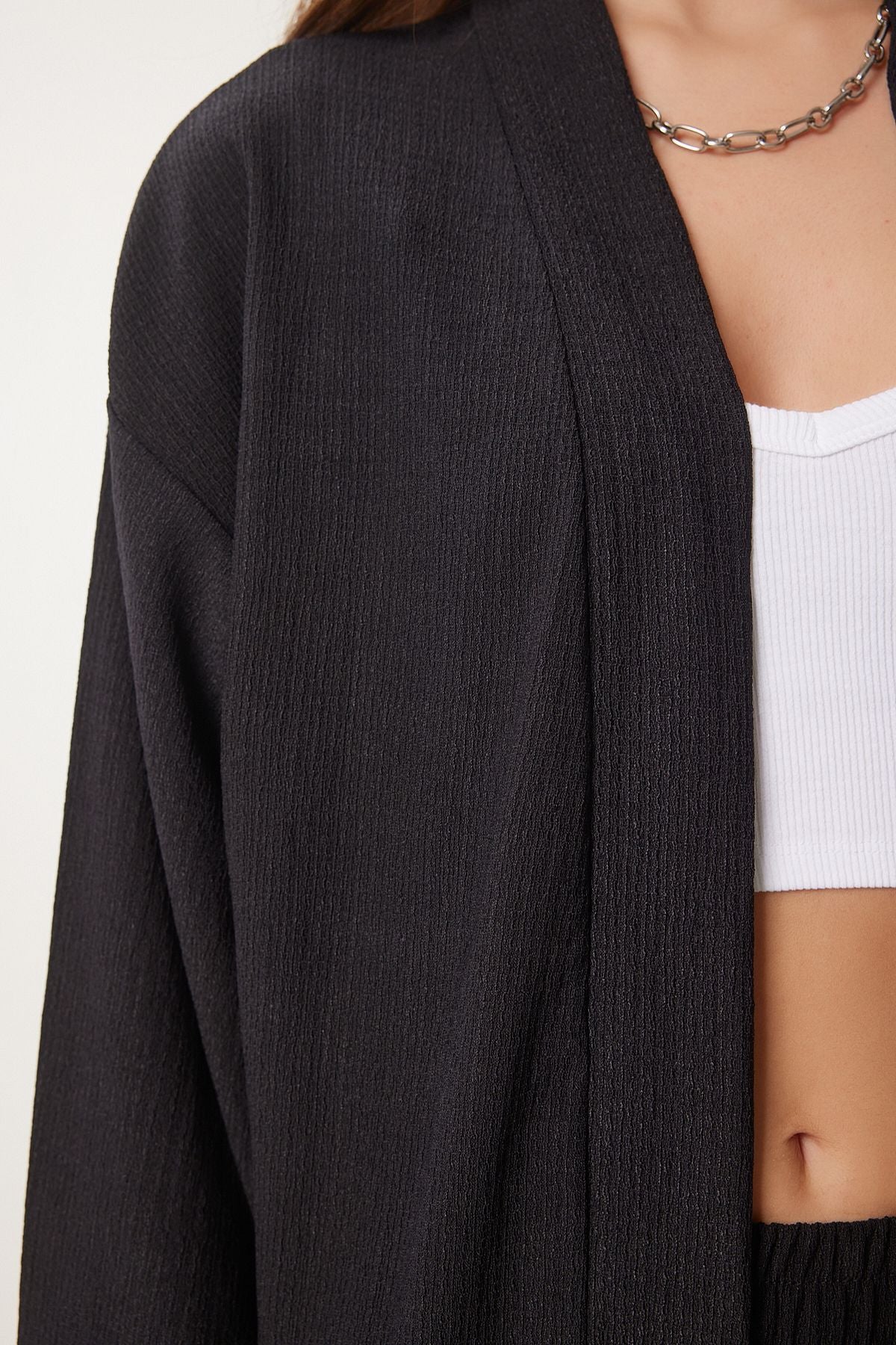 Siyah Kimono Pantolon Örme Takımı BY00050