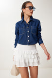 Koyu Mavi Cep Detaylı Denim Ceket SA00038